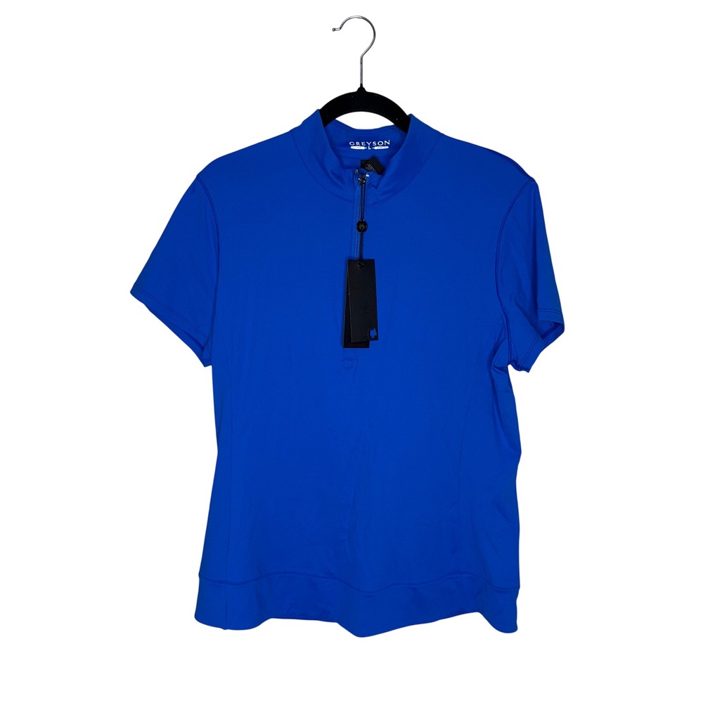 Greyson Quarter Zip Polo Women Large Blue‎ NWT Short Sleeve Golf Top Athletic